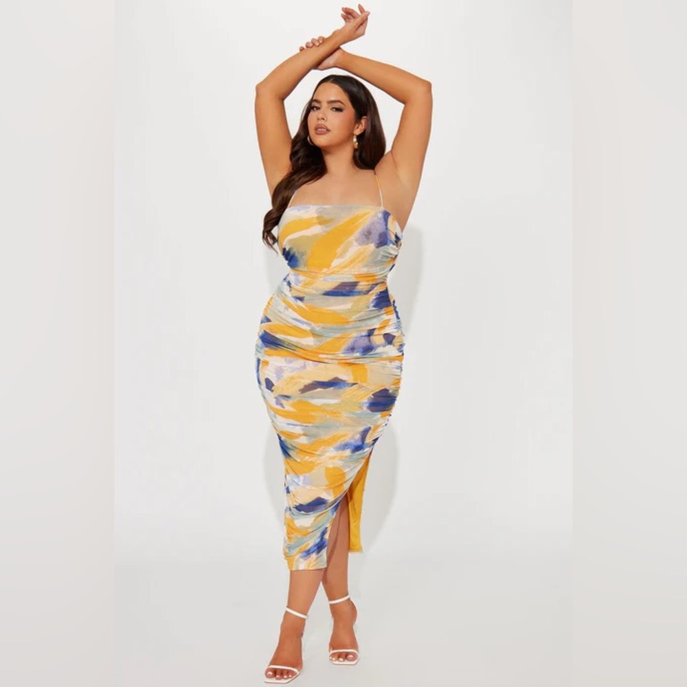 Painted In Mesh Midi Dress